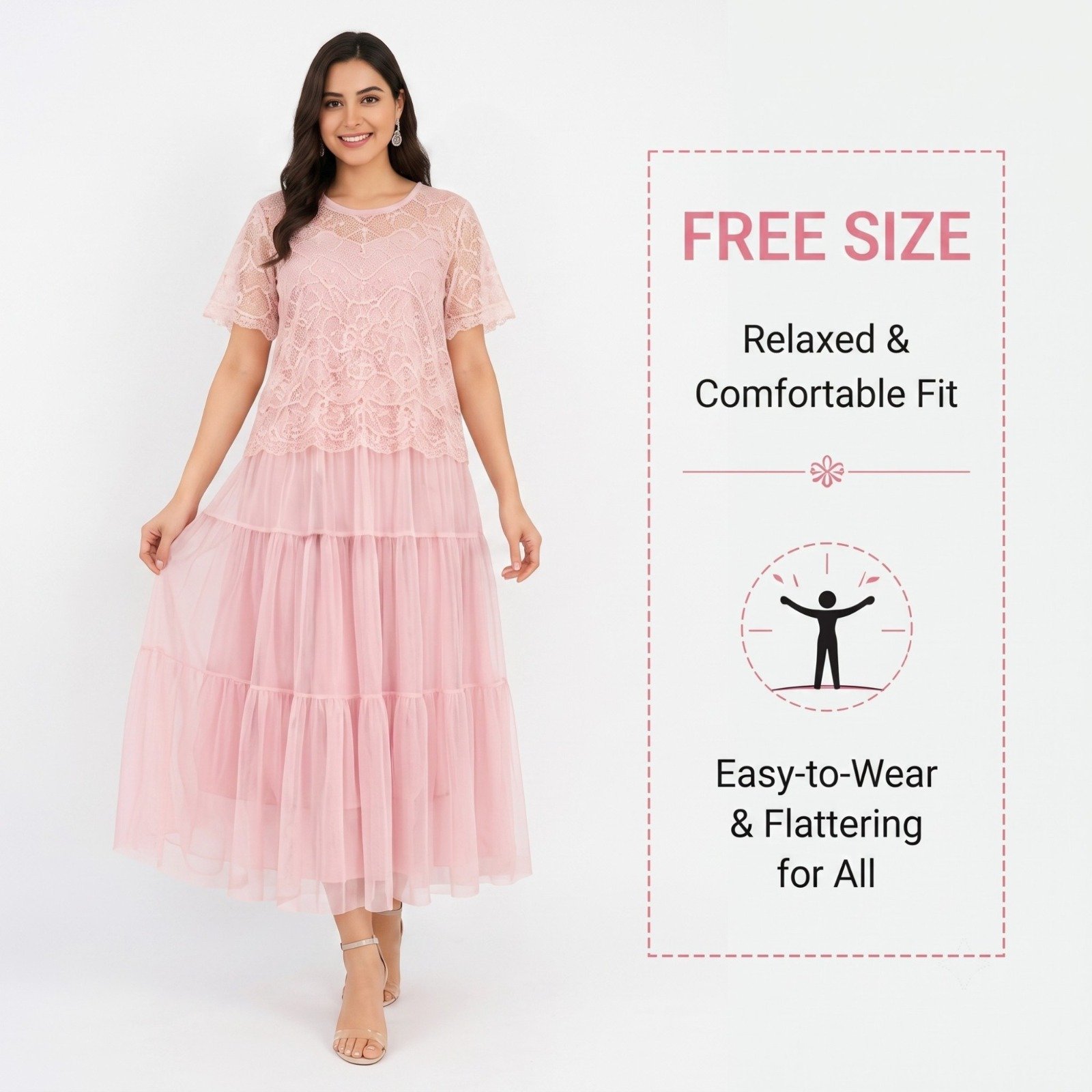 Baby Pink Net Skirt & Top Set - Image 2