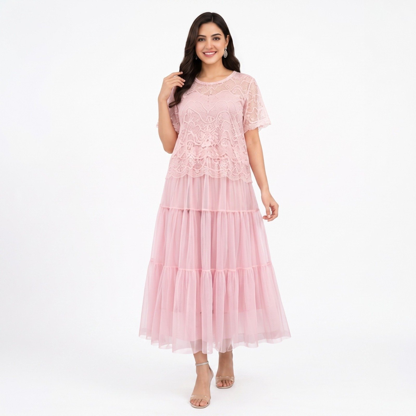 Baby Pink Net Skirt & Top Set - Image 4