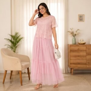 Baby Pink Net Skirt & Top Set
