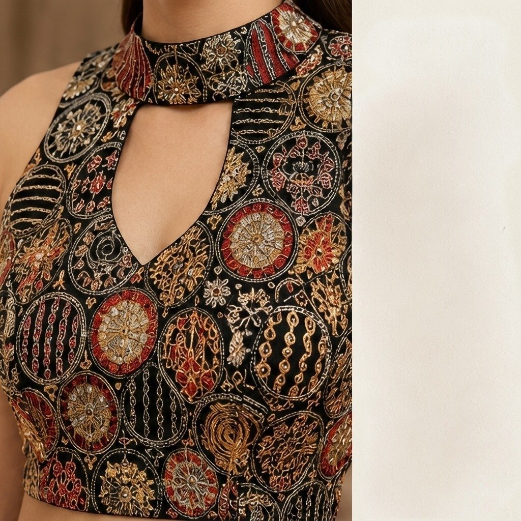 Crepe Silk Embroidered Crop Top Sharara - Image 3