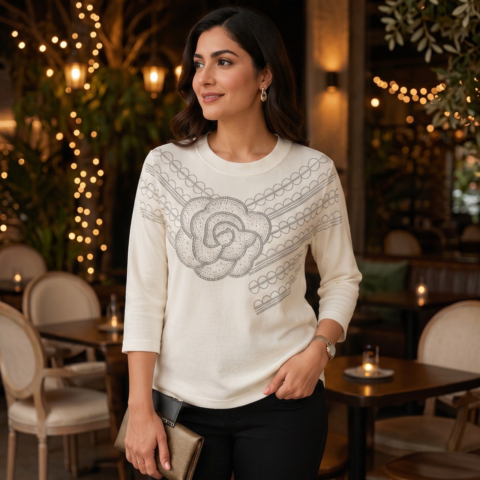 Fancy Stretchable Knitted Stone Work Top