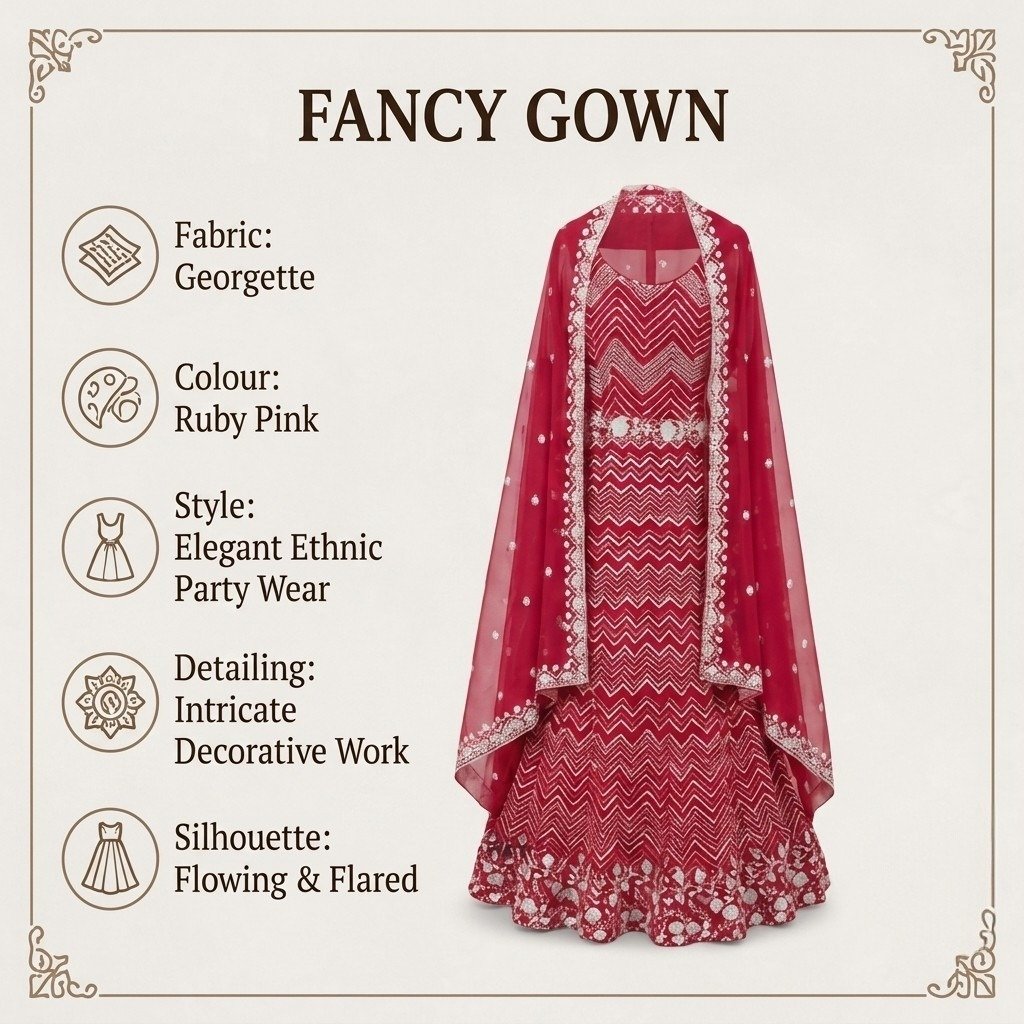 Georgette Embroidered Fancy Gown - Image 3