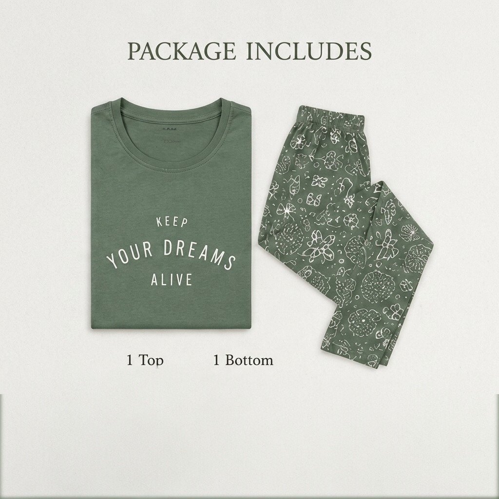 Green Premium Hosiery Cotton Night Suit - Image 3