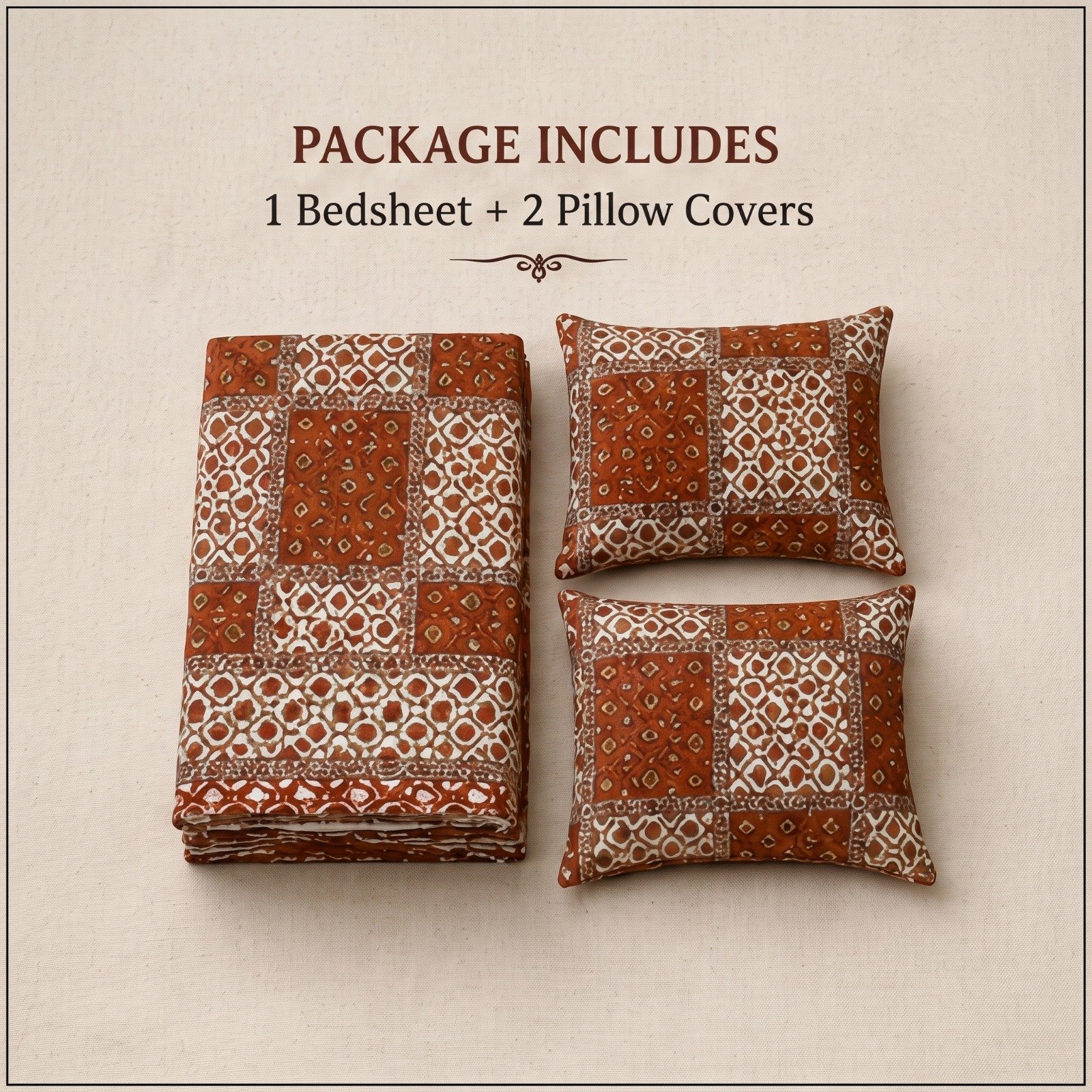 Kalamkari Hand Block Double Bedsheet Set - Image 2