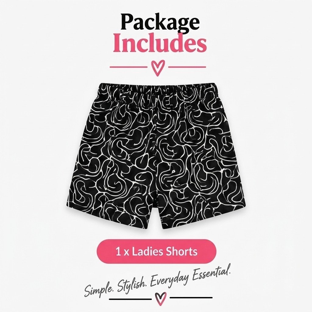 Printed Black Hosiery Cotton Shorts - Image 2