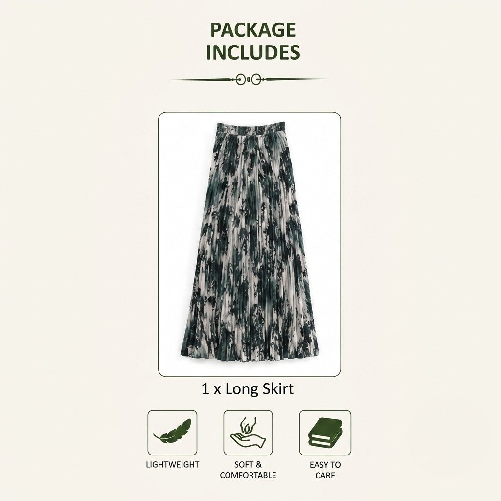 Printed Polyester Long Skirt - Image 2