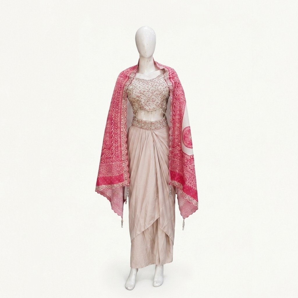Silk Embellished Three-Piece Indo-Western Set - Image 2