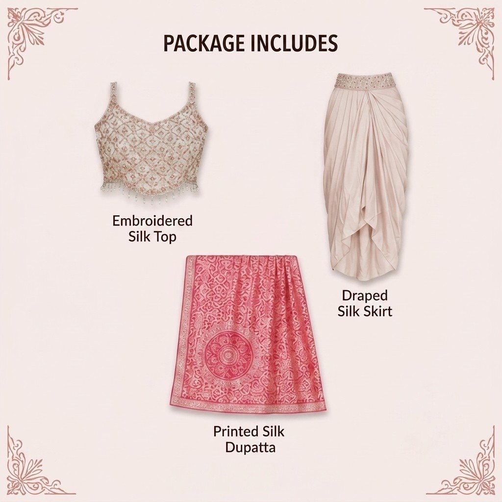 Silk Embellished Three-Piece Indo-Western Set - Image 3