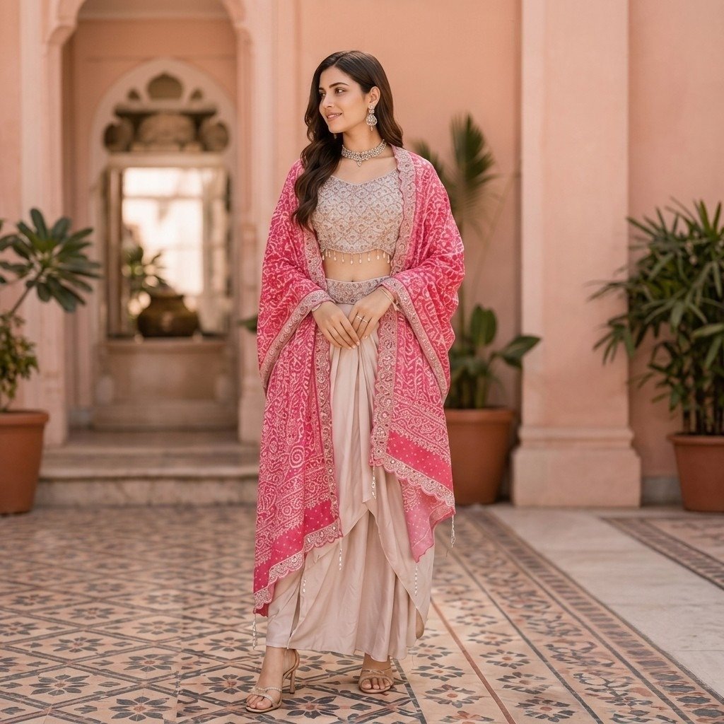Silk Embellished Three-Piece Indo-Western Set

